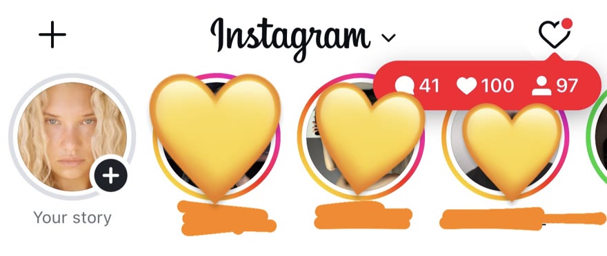 Instagram activity bubble with new comments, likes and followers