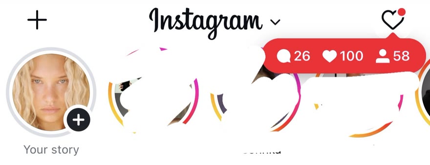 Instagram activity bubble with new comments, likes and followers