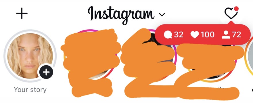 Instagram activity bubble with new comments, likes and followers