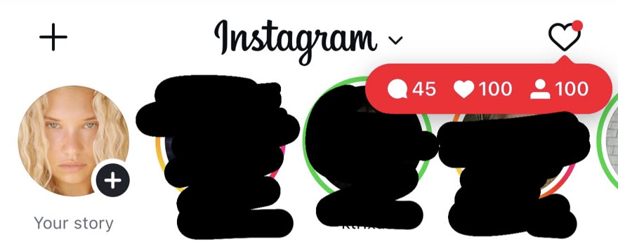 Instagram activity bubble with new comments, likes and followers