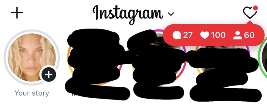 Instagram activity bubble with new comments, likes and followers